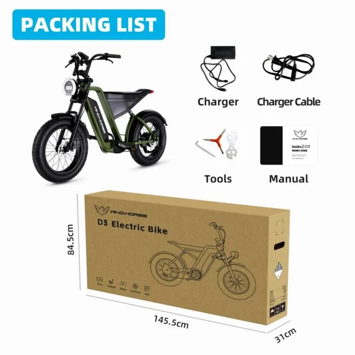 D3 Wind Horse Cargo Electric Bike – Strong Frame, Long Battery Range, Reliable Performance