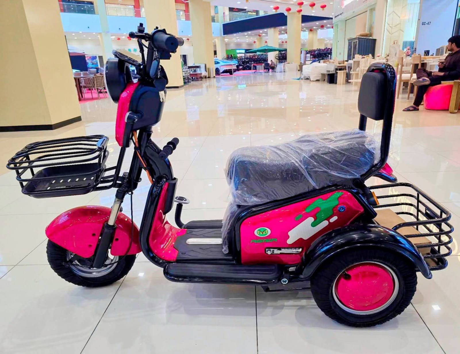 Three-wheel electric scooter with strong motor and heavy-duty frame